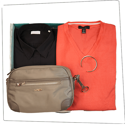 Stylingbox mit Hemd, Pullover und Accessoires